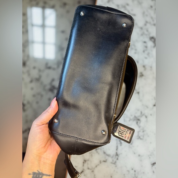 Ralph Lauren Black Satchel with White Stitching - Picture 7 of 9